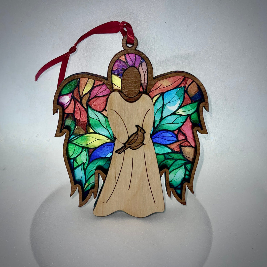 Delicate Stained Glass Angel Ornament